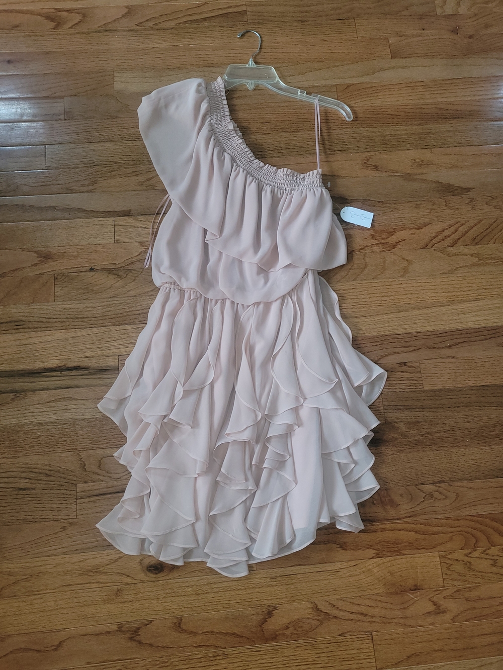 Jessica Simpson Blush Pink One-Shoulder Ruffle Cocktail Dress